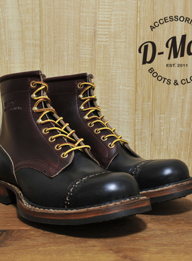 White's boots Smoke Jumper 黑色拼酒红酒红雕花头 工装靴/鞋型