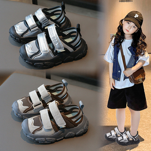 儿童包头凉鞋女童网面运动鞋子2024夏季新款男童鞋透气软底沙滩鞋