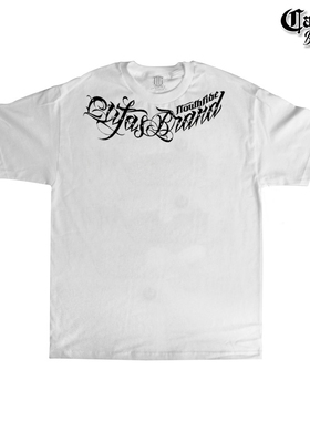 西海岸CALIFAS大码男装街舞短袖小领口重磅T恤机车POPPING