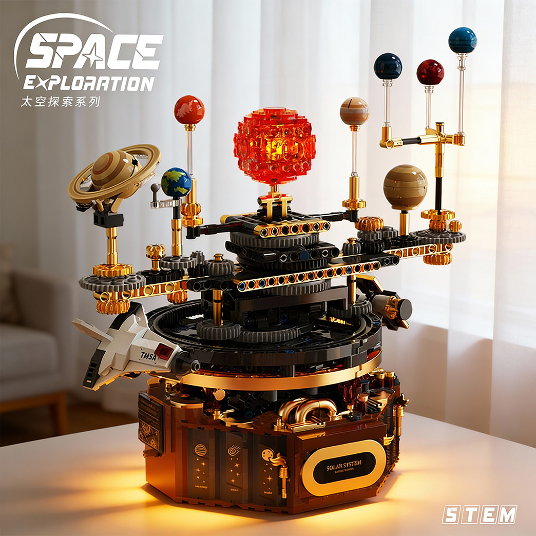 电动运转太阳系八大行星模型男孩子航天积木科教电动玩具生日礼物,玩具/童车/益智/积木/模型,普通塑料积木,淘宝优惠券,粉丝福利购,淘宝优惠卷