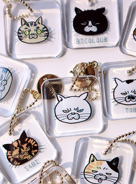 原创设计猫猫挂牌名字定制汽车钥匙扣包包挂件 奶牛英短三花大橘