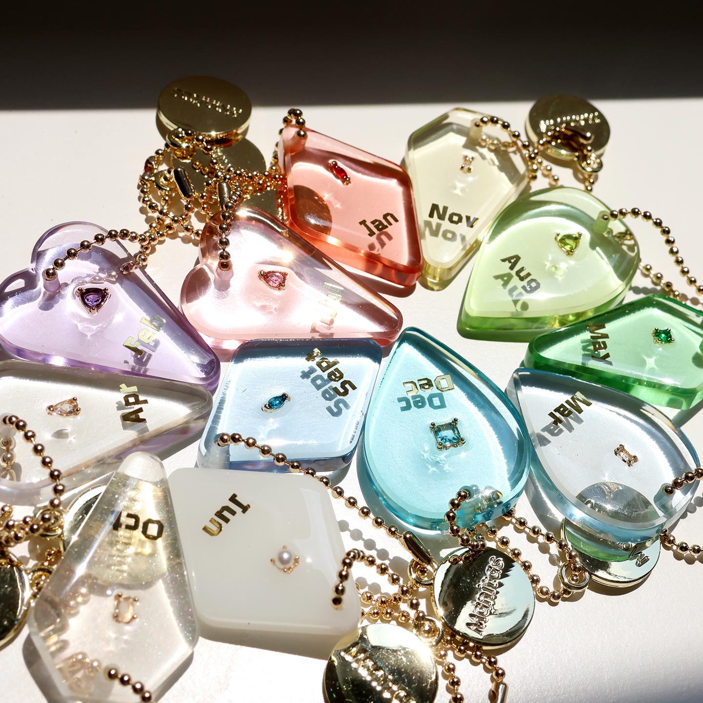 原创手工制作生日月诞生石钥匙扣