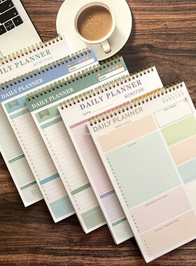 Daily Planner线圈笔记本A4便签本计划本日程本英文本彩色外贸本