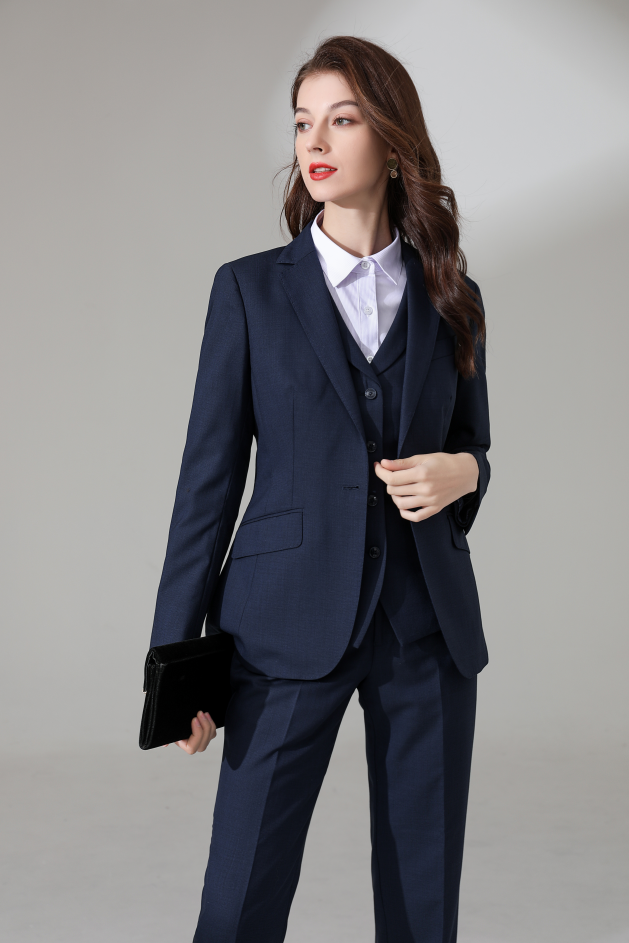 高档新款光大银行藏蓝色女式西装光大行服工作服西裤马甲光大衬衫