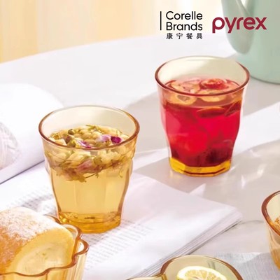 pyrex康宁九棱杯高硼硅玻璃杯家用耐高温咖啡杯泡茶杯玻璃水杯子