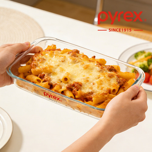 PYREX康宁耐高温玻璃烤盘烤肉盘可微波炉烤箱加热专用玻璃餐盘子