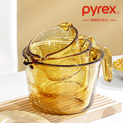 Pyrex康宁量杯带刻度儿童早餐杯冲泡牛奶杯奶茶耐热杯玻璃水杯子