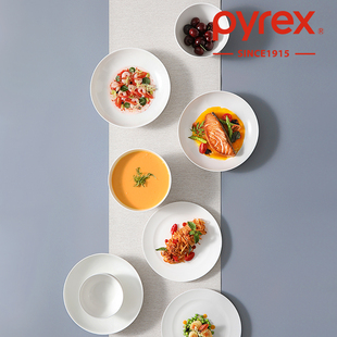 Pyrex康宁纯白骨瓷盘子家用菜盘2025新款高级感陶瓷餐具餐盘碗碟