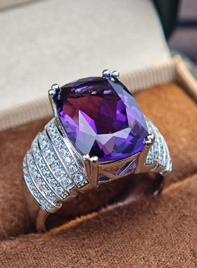 轻奢巴西天然紫水晶戒指