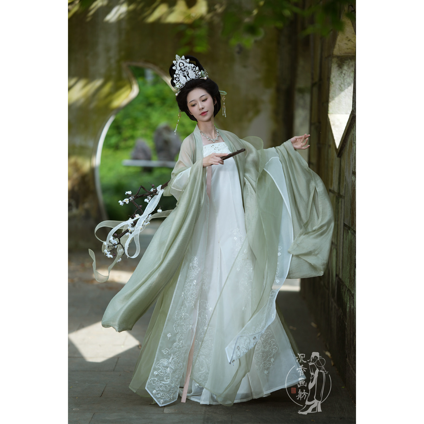 【沉香画舫】【梵音·V4特供】齐胸衫裙襦裙复原唐制八破裙交窬裙