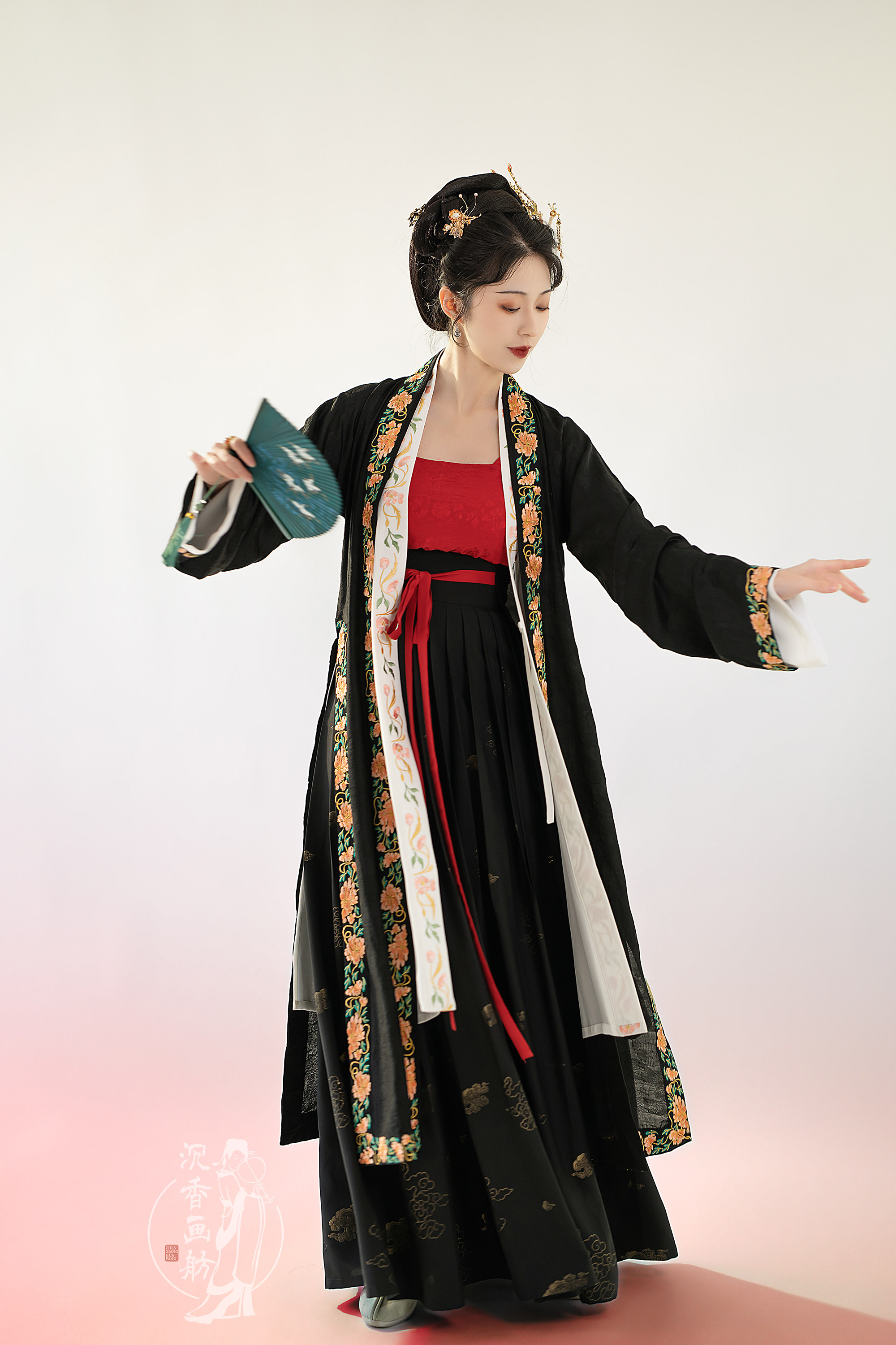 【沉香画舫】【懿墨】宋褙子圈花提花素色绣花复原汉族传统服饰