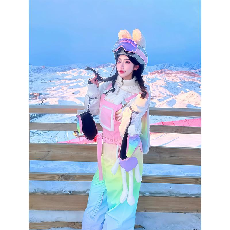 LDAB渐变彩色雪服套装女2025秋冬新款防风保暖防灌雪单板滑雪服