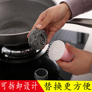 钢丝球清洁球洗碗家用特大擦锅不锈钢厨房刚丝球带柄大号刷完球刷