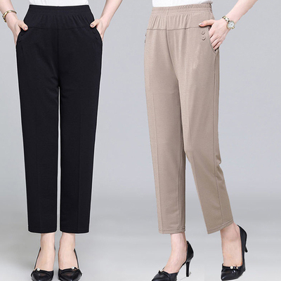 妈妈装裤子春秋款夏季薄中老年人休闲宽松中年高腰长裤中老年女裤