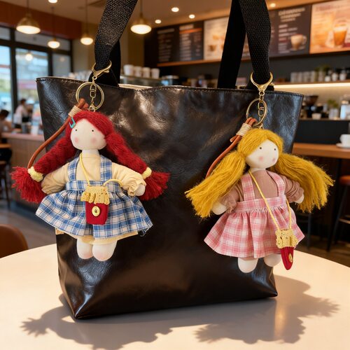 一角一花 手工布偶包挂 背带裙女孩系列 公仔挂饰 挂件 新品