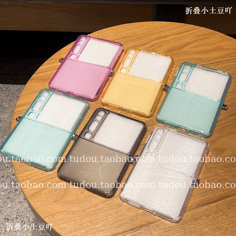 新品适用华为purax手机壳硅胶软壳防摔pocket2折叠屏小米mixflip保护套手提vivixflip挂绳斜挎nova纯色情侣款