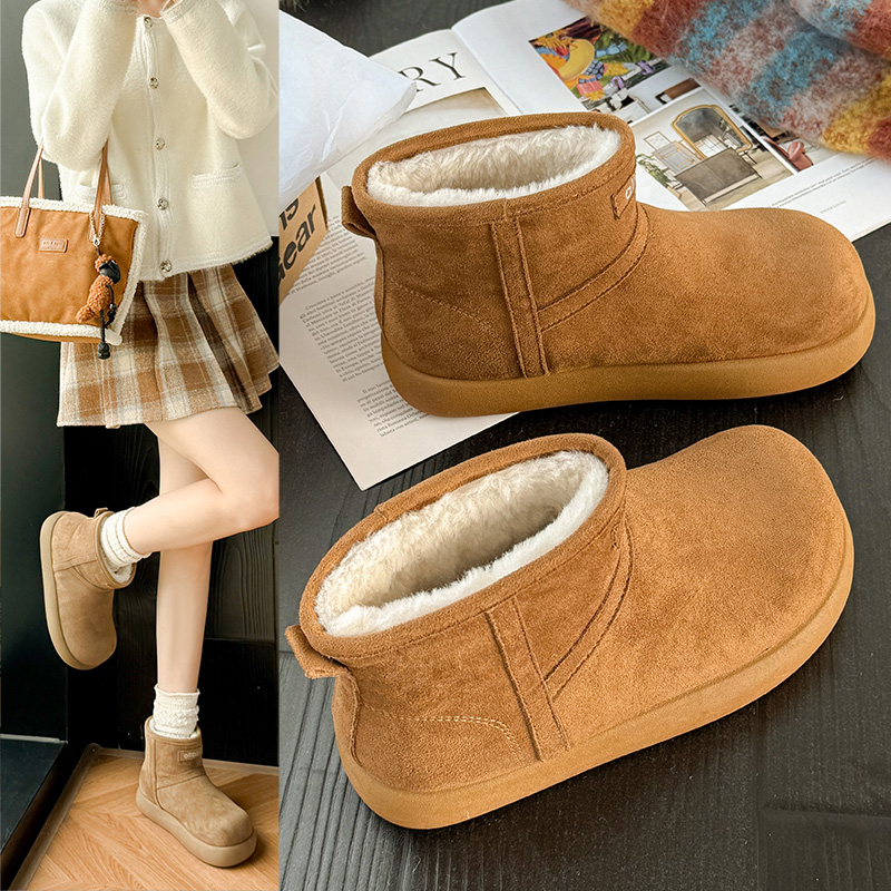 马丁靴复古皮毛一体雪地靴女厚底防滑加绒保暖棉鞋子冬季新款短靴