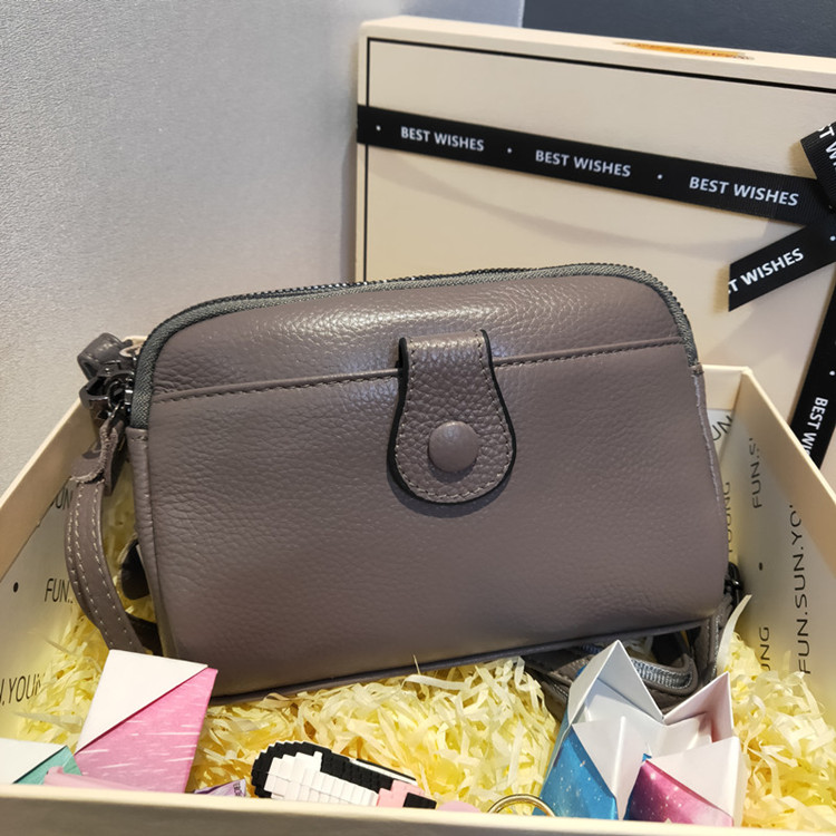 头层牛皮小方包多层斜挎包女包包