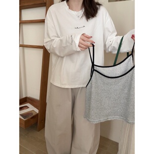 圆领T恤吊带两件套女2026春季 个性 新款 气质韩版 上衣 叠穿套装 此外