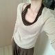 气质挂脖两件套针织衫 长袖 上衣女2026年春季 此外 新款 修身 打底衫