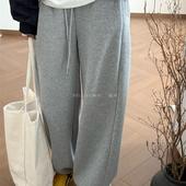 此外 宽松韩版 运动风松紧腰加绒加厚束脚卫裤 减龄长裤 女秋冬新款