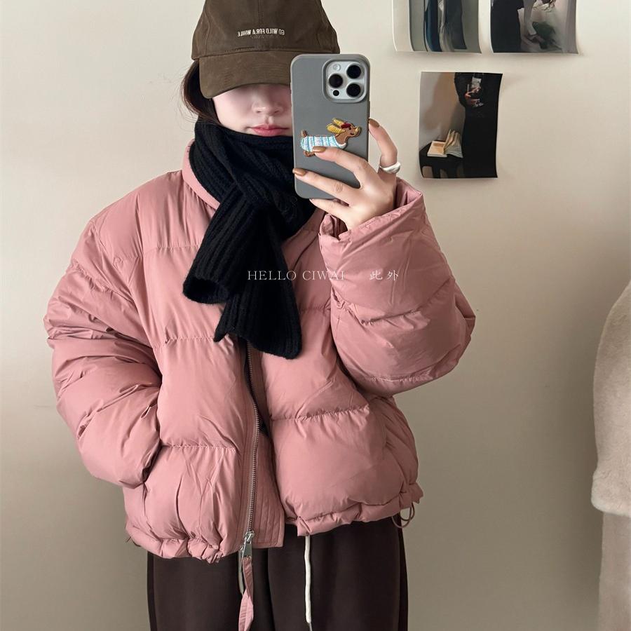 休闲常规立领拉链羽绒服