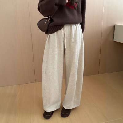 此外 松紧腰小个子加绒裤女2025冬季新款加厚直筒裤卫裤运动长裤