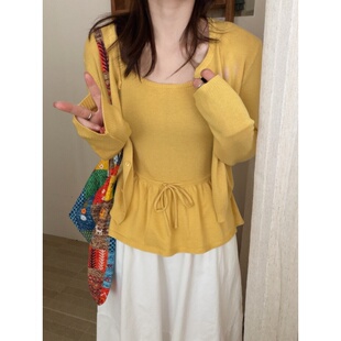 此外 针织开衫吊带两件套女2026春季新款出游穿搭薄款上衣套装潮