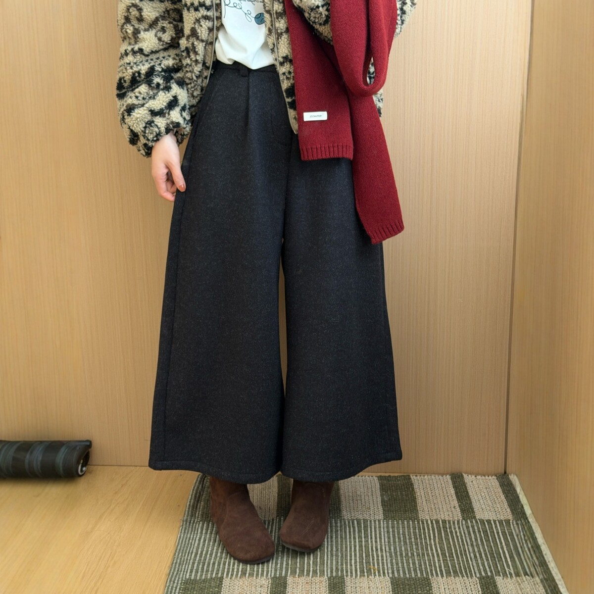 此外后松紧弹力腰加厚羊毛裤女