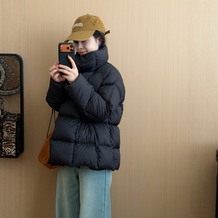 此外 立领纯色干练羽绒服女2025冬季新款中长款韩版气质保暖外套