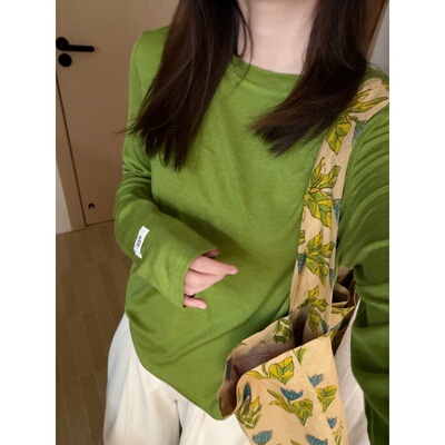 此外 圆领基础款天丝弹力长袖T恤女2026春季新款韩版内搭打底衫潮