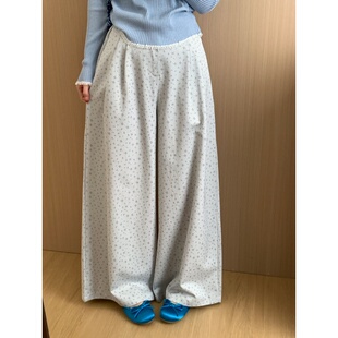 后松紧腰碎花阔腿裤 休闲慵懒长裤 女2026春季 柔软卫裤 潮 新款 此外