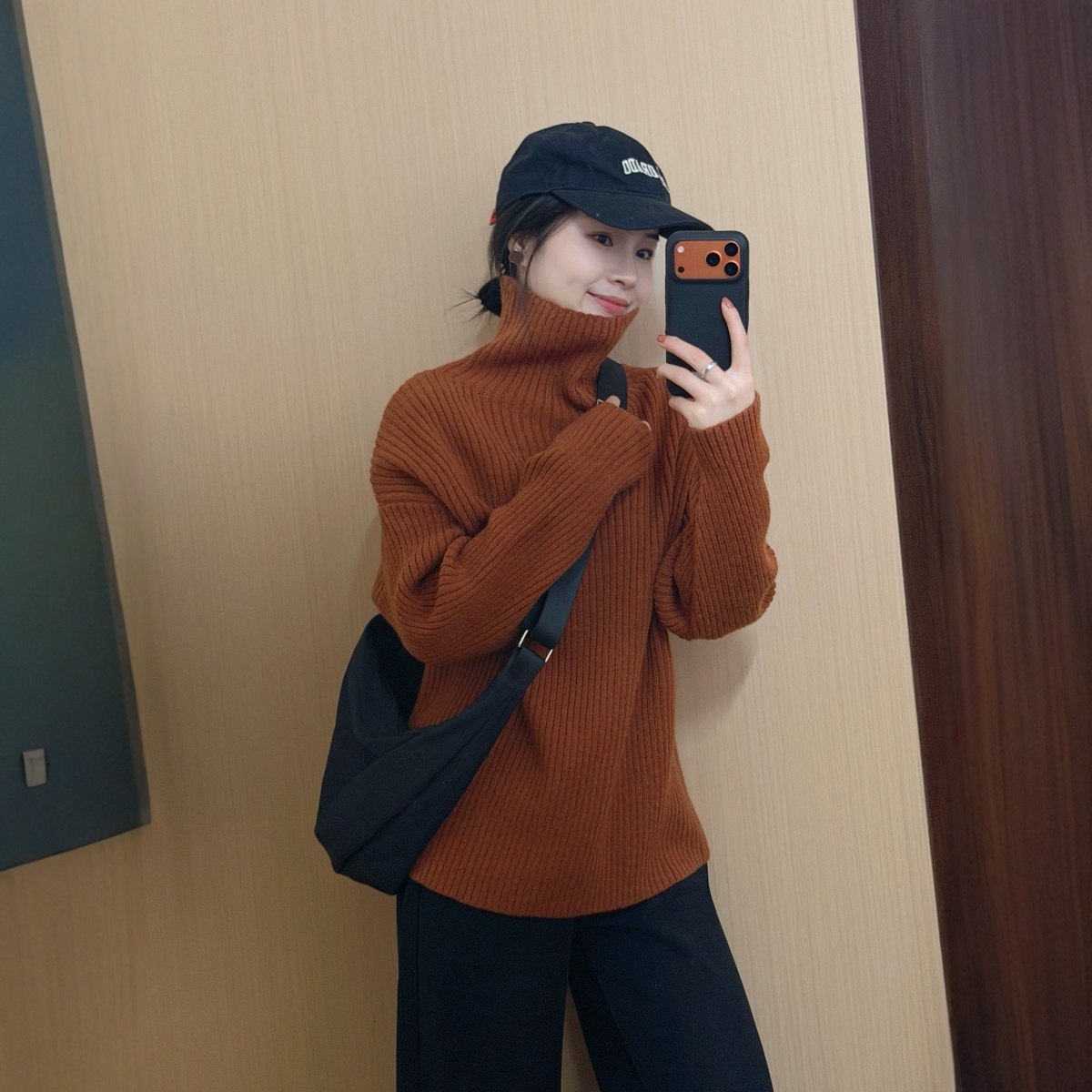 此外堆堆领韩版宽松纯色毛衣女