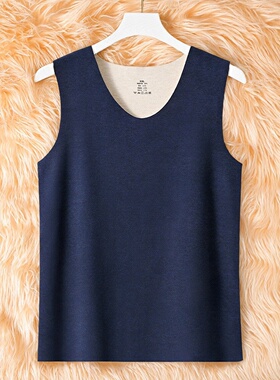 秋冬男士加厚保暖背心羊绒德蚕丝绒材质无袖发热打底马甲保暖内衣