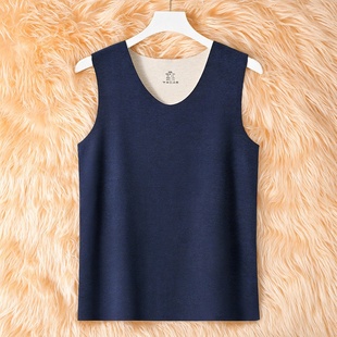 秋冬男士加厚保暖背心羊绒德蚕丝绒材质无袖发热打底马甲保暖内衣