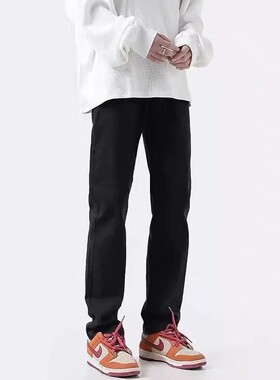 2026春秋季新款美式高街vibe风宽松牛仔裤直筒黑色休闲长裤子微喇