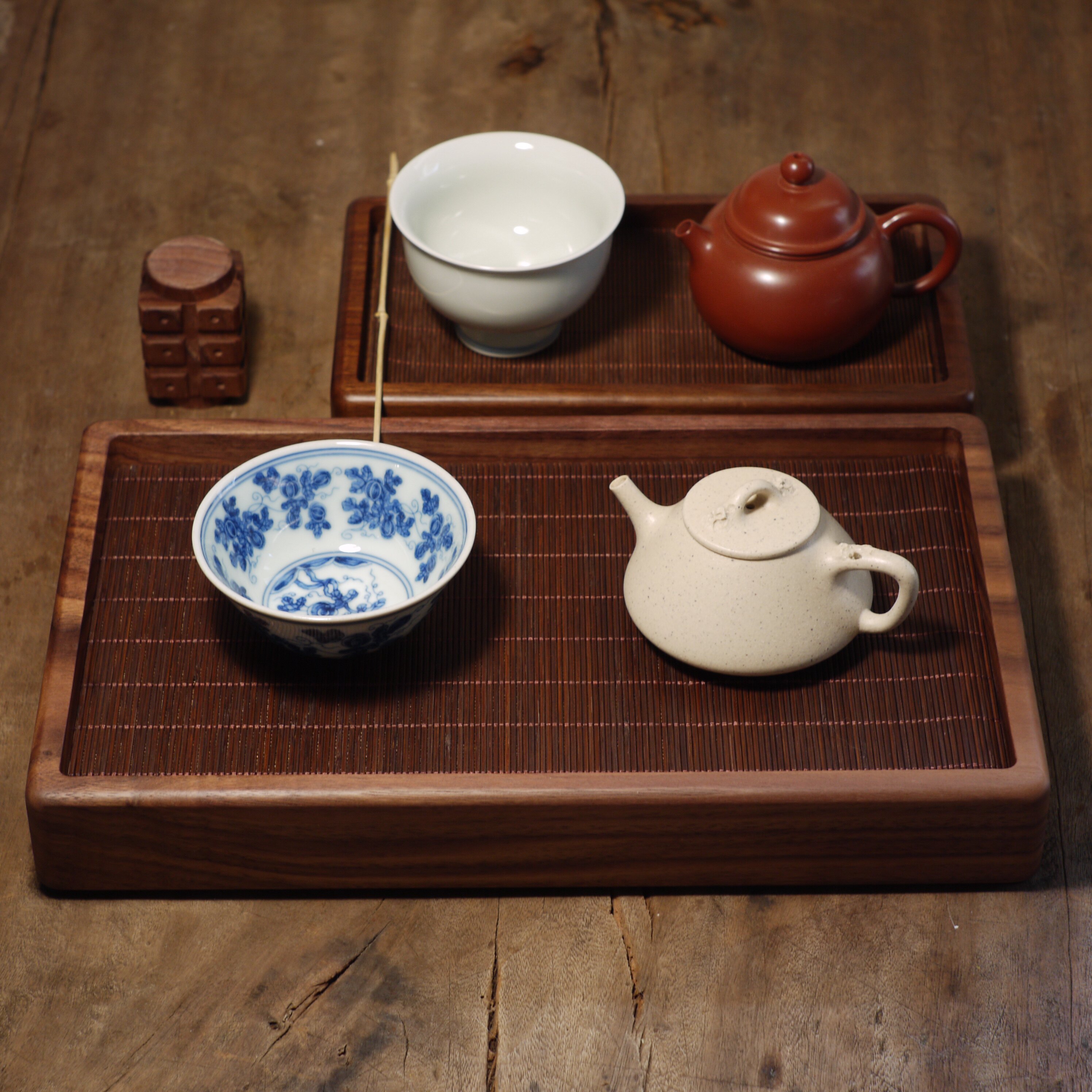小青茶事丨大号北美黑胡桃木茶盘实木茶盘茶托盘便携茶盘蓄水茶盘