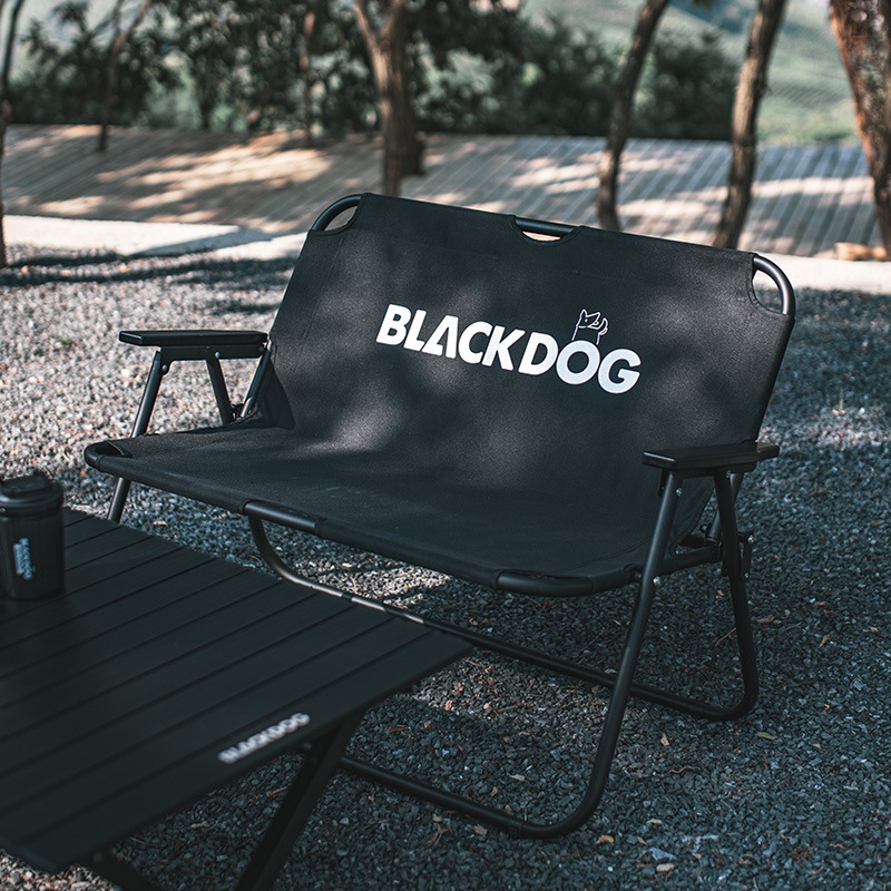 Blackdog黑狗双人折叠椅户外黑化露营沙滩便携式休闲靠背扶手椅子