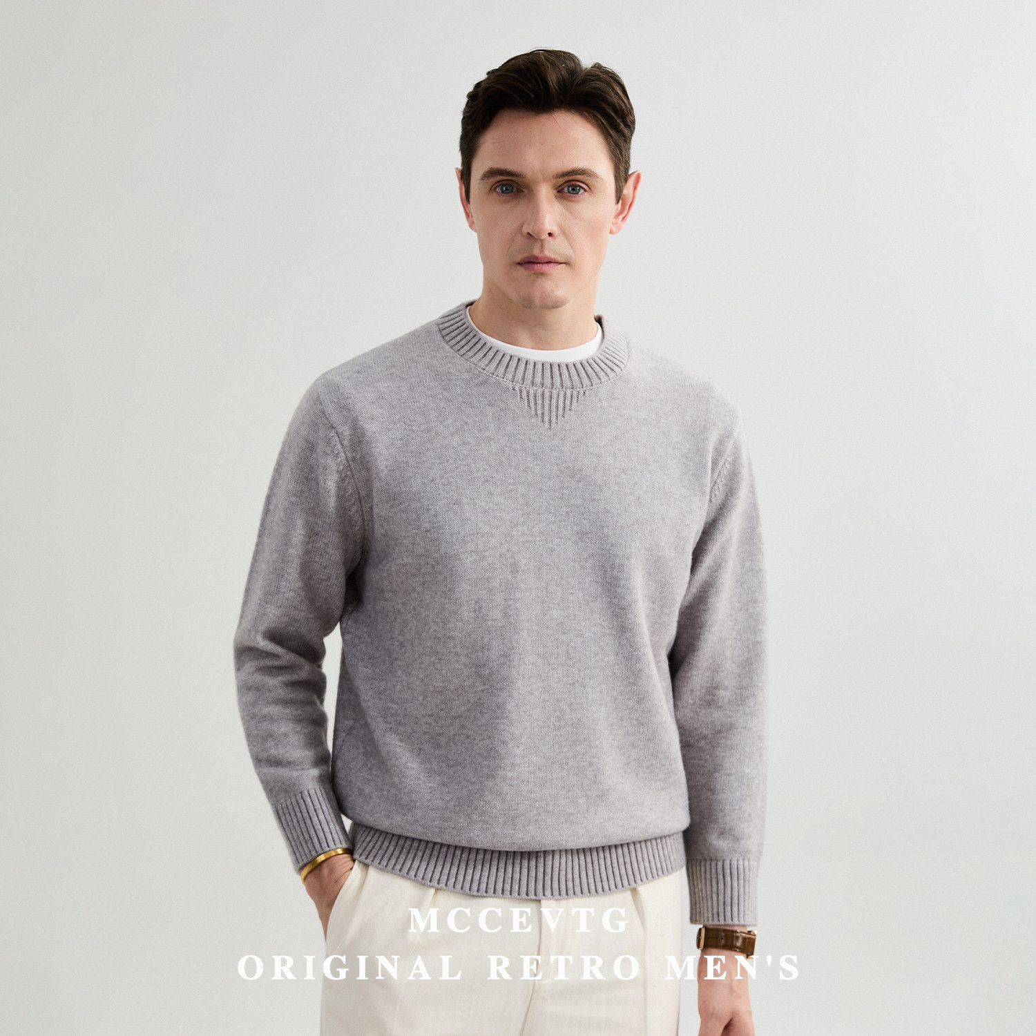 MCCEVTG美式通勤抗起球纯色毛衣男士长袖加厚保暖休闲针织衫秋冬,男装,针织衫/毛衣,淘宝优惠券,粉丝福利购,淘宝优惠卷