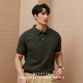 夏季 MCCEVTG意式 针织t恤阿美咔叽美式 复古翻领短袖 马球polo衫 男士