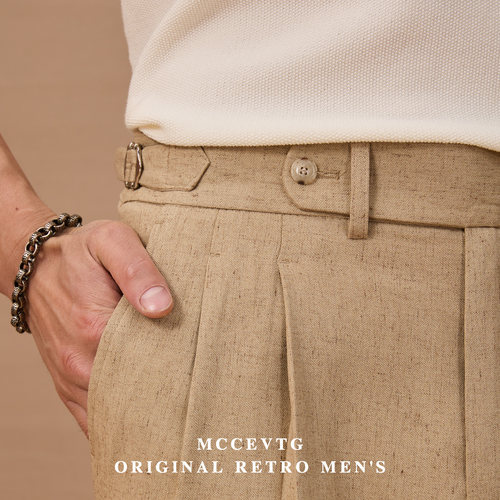 MCCEVTG意式老钱高腰亚麻西裤男