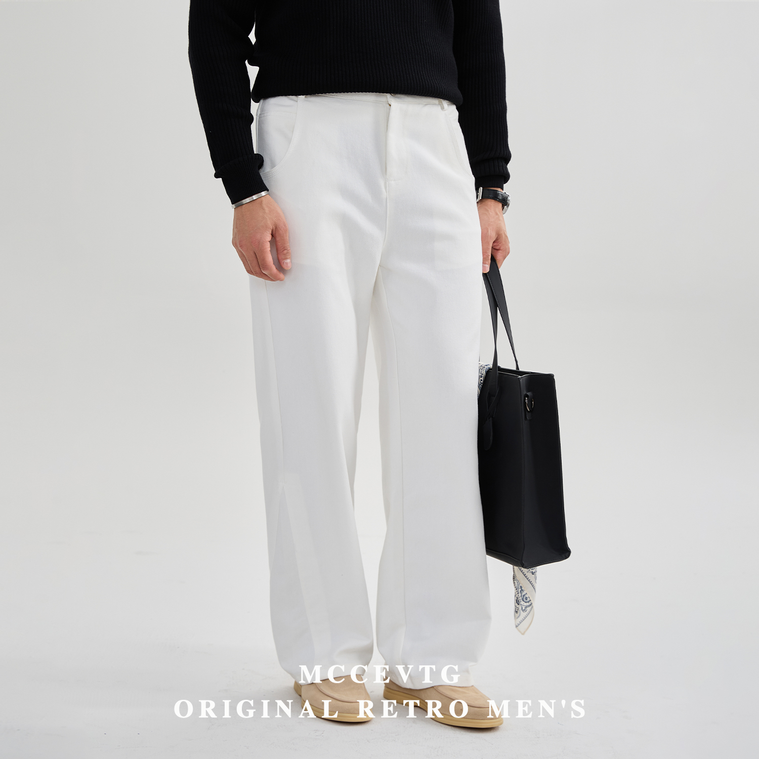 MCCEVTG美式水洗chino弯刀裤