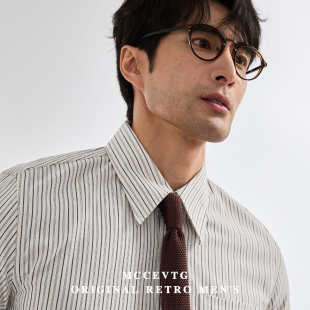 水洗纯棉条纹衬衫 款 男长袖 衬衣四季 通勤休闲工装 MCCEVTG复古美式