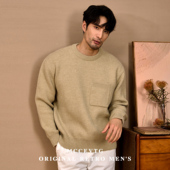 MCCEVTG意式 重磅针织衫 优雅绅士 慵懒保暖厚实圆领毛衣男落肩宽版