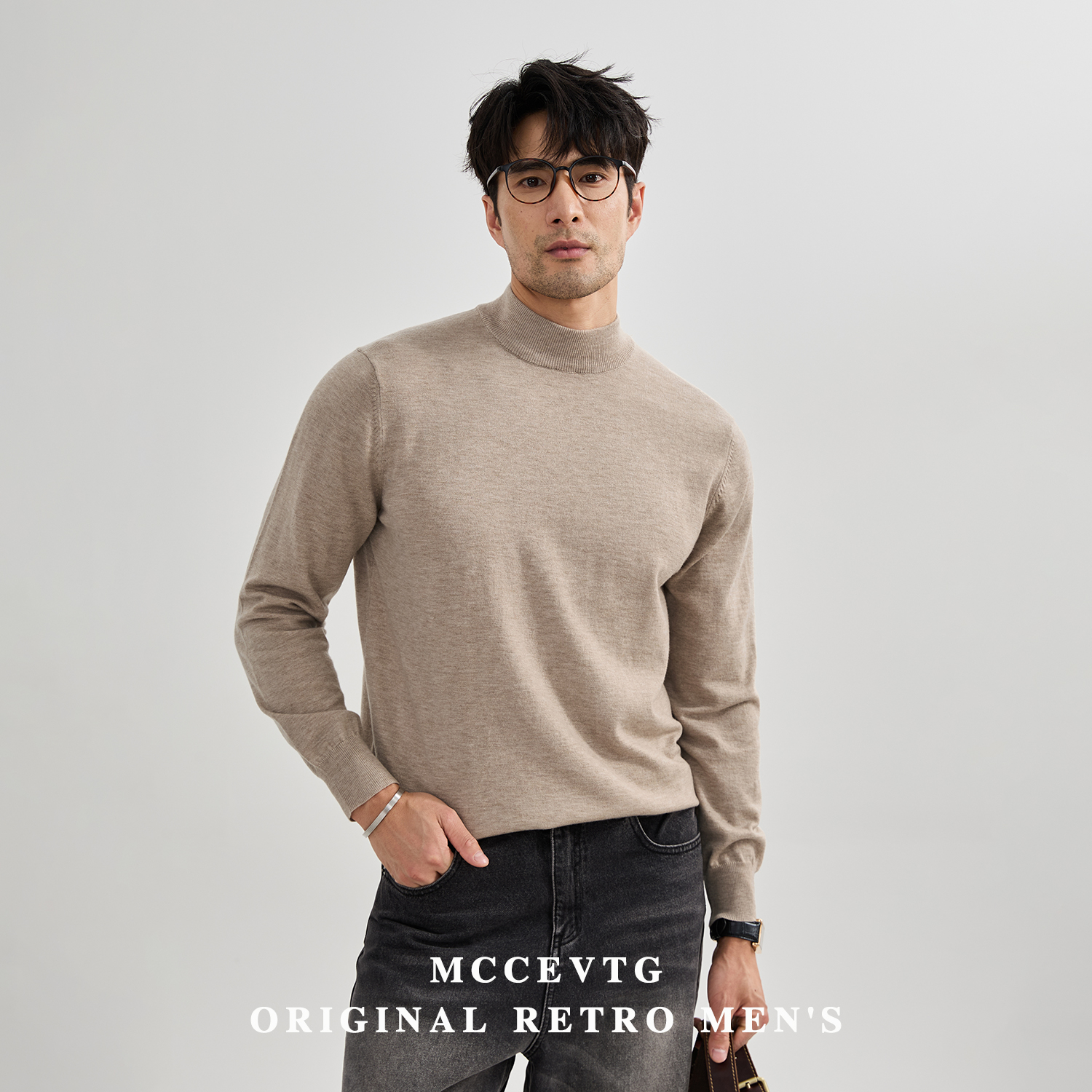 MCCEVTG意式通勤羊毛半高领毛衣