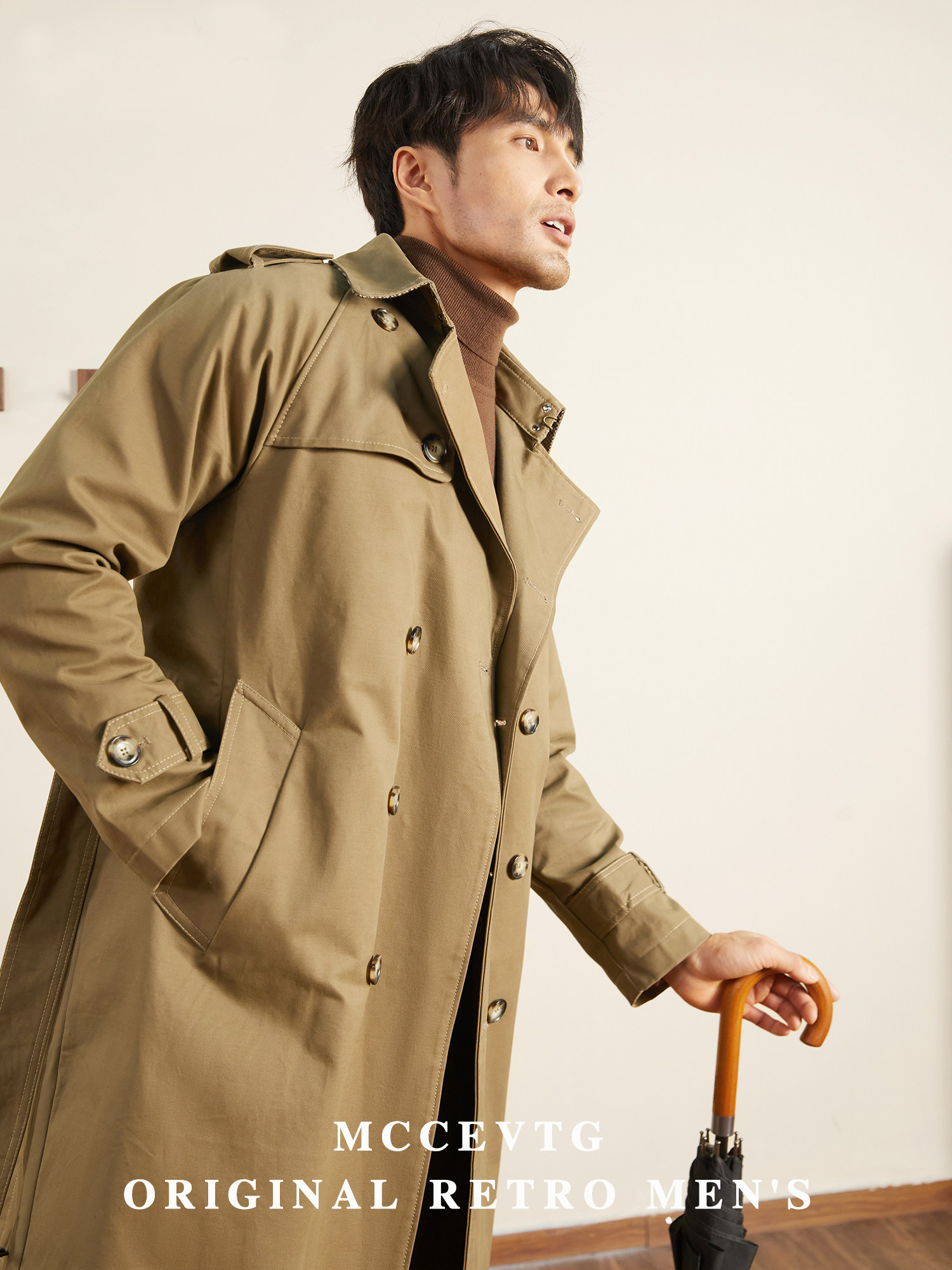 MCCEVTG GERMAN COTTON GABARDINE TRENCH COAT MENS BRITISH STYLE SUIT MID-LENGTH GERMAN COAT MEN