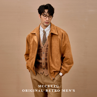 MCCEVTG秋冬麂皮绒短款飞行夹克
