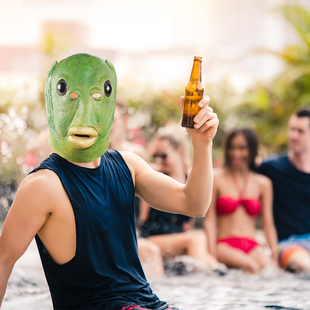 绿鱼人面具头套cos抖音奔波霸成人面具熊猫大象猩猩动物面具