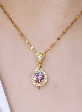 简约紫色气质微镶锆石项链