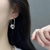 925银针耳饰冷淡风金属打结耳圈日常通勤简约高级感设计圆圈耳环